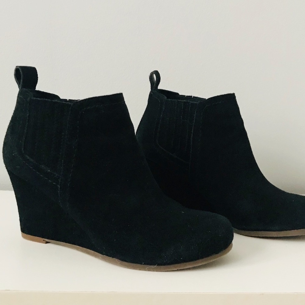 Black Wedge Booties